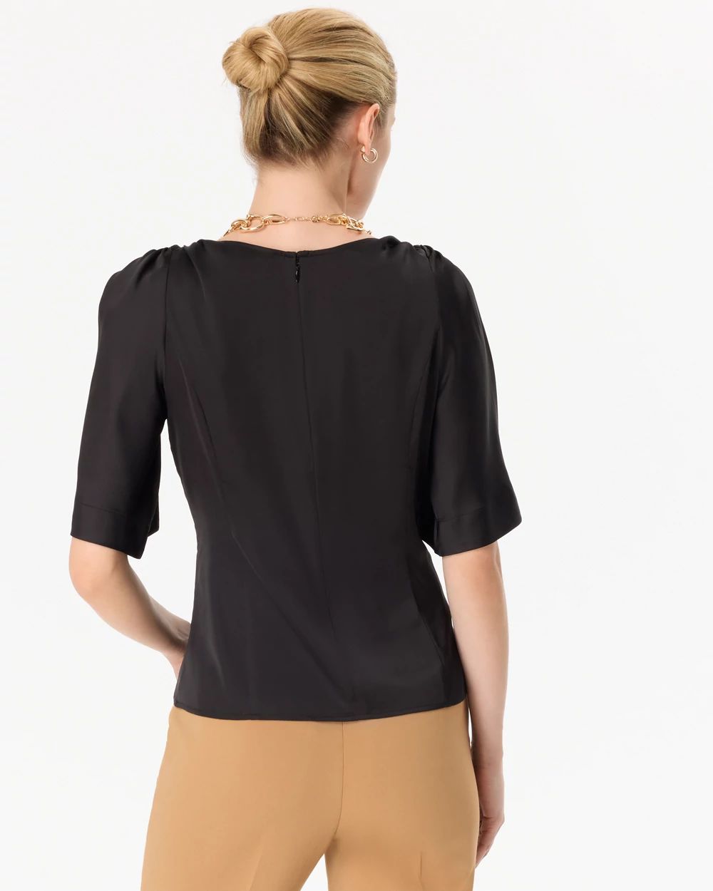 Satin Twist-Shoulder Top | White House Black Market